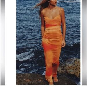 Zara Draped Printed Tulle Dress